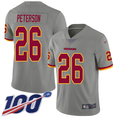 Washington Redskins Limited Gray Youth Adrian Peterson Jersey NFL Football #26 100th Season Inverted->youth nfl jersey->Youth Jersey